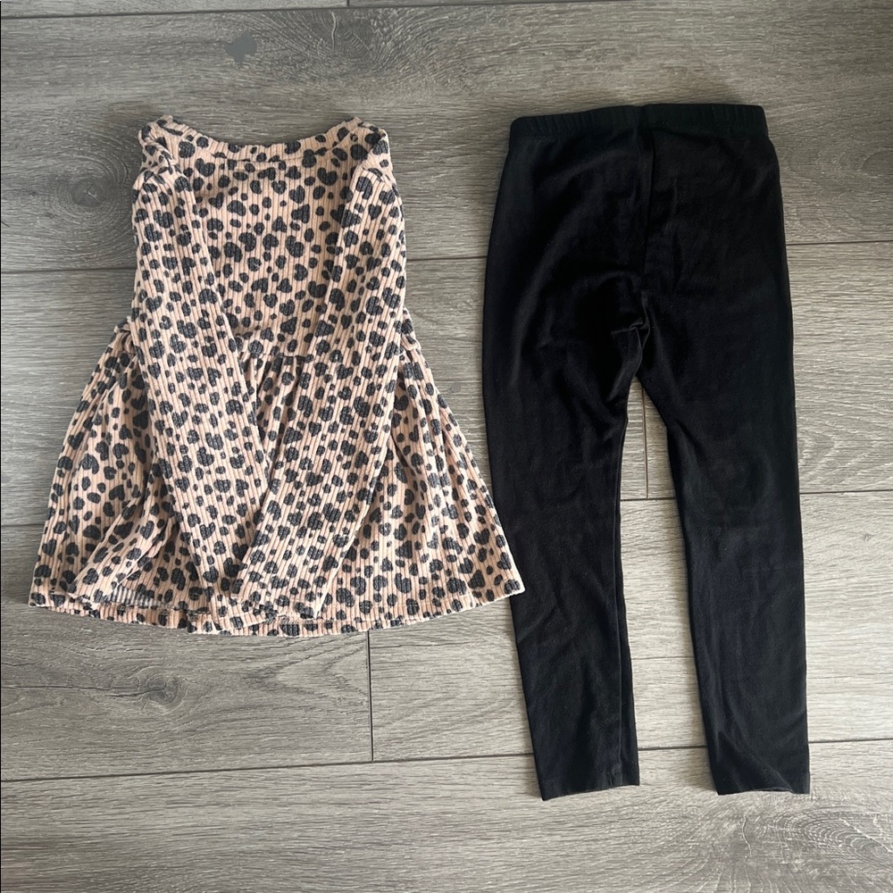 Cat & Jack Leopard Print Top and Black Leggings Set - Picture 4 of 4